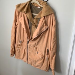 NWOT free people distressed peach jacket small